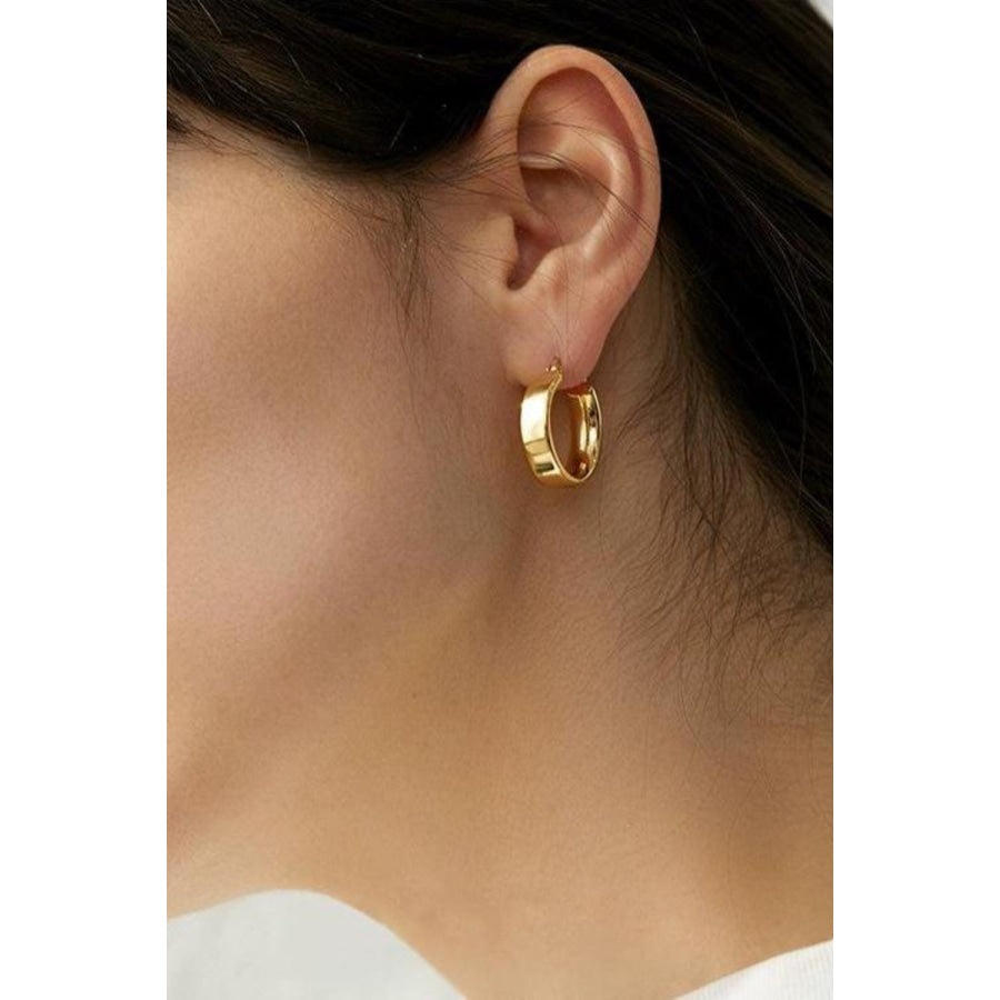 Gold-Plated Brass Huggie Earrings Gold / One Size Apparel and Accessories