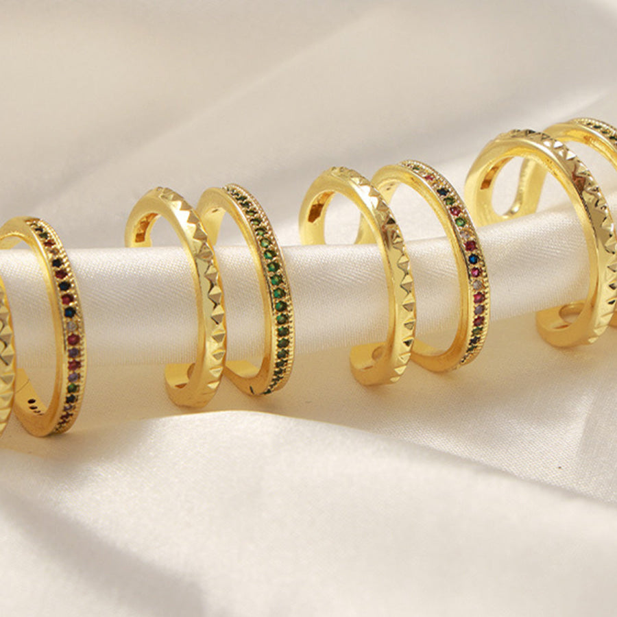 Gold - Plated Czech Diamond Double - Layered Ring Apparel and Accessories