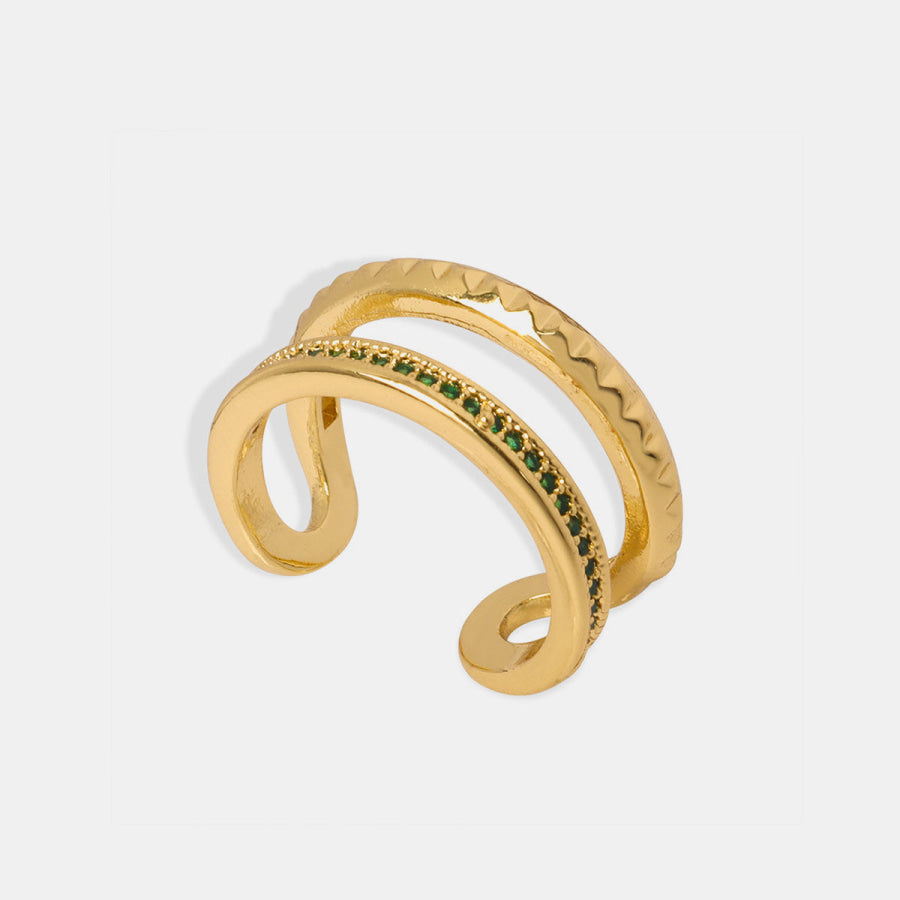 Gold - Plated Czech Diamond Double - Layered Ring Apparel and Accessories