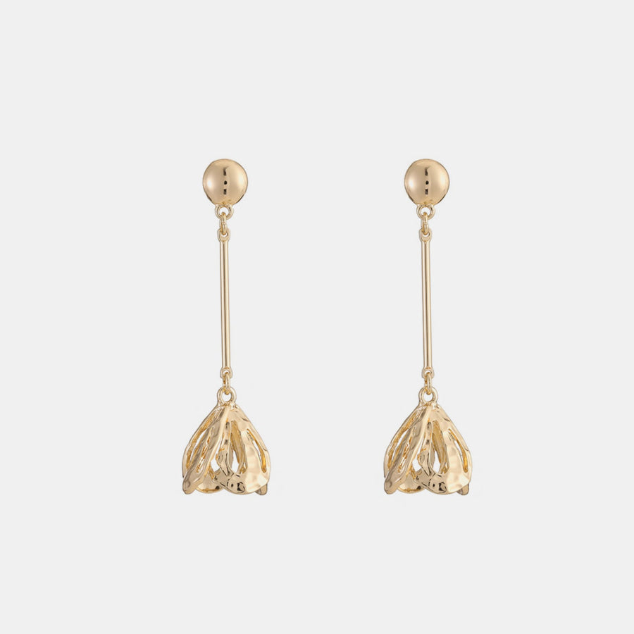 Gold - Plated Flower Dangle Earrings Gold / One Size Apparel and Accessories