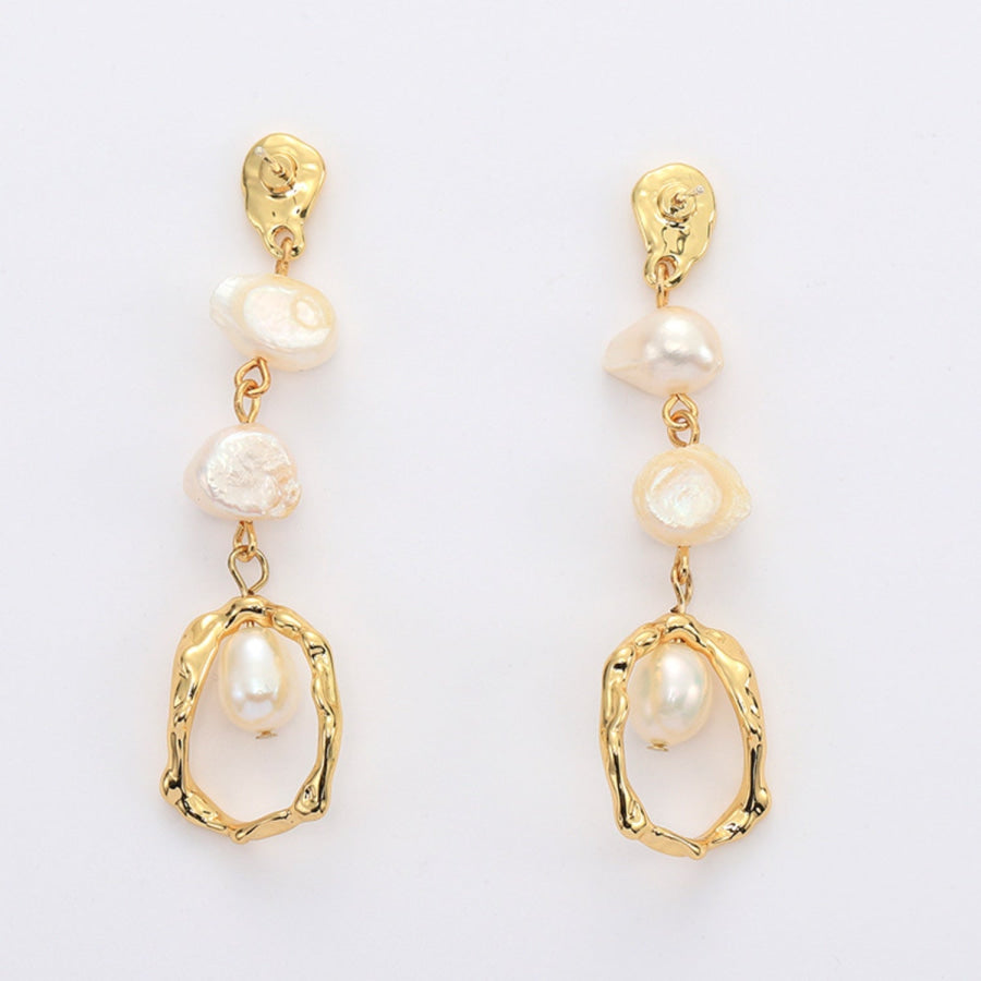 Gold - Plated Freshwater Pearl Earrings Gold / One Size Apparel and Accessories