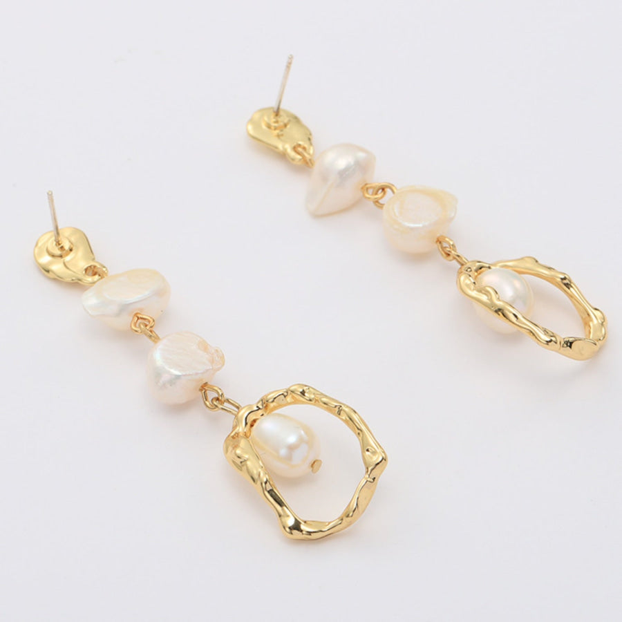 Gold - Plated Freshwater Pearl Earrings Gold / One Size Apparel and Accessories