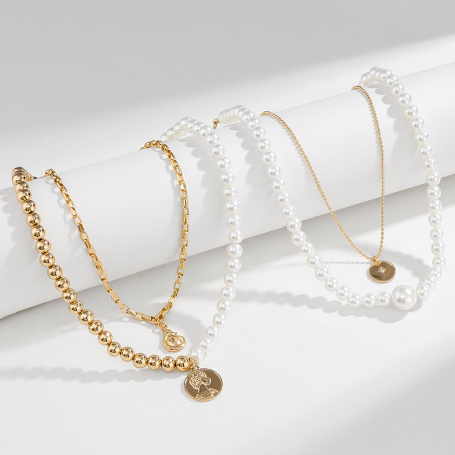 Gold - Plated Glass Pearl Necklace Apparel and Accessories