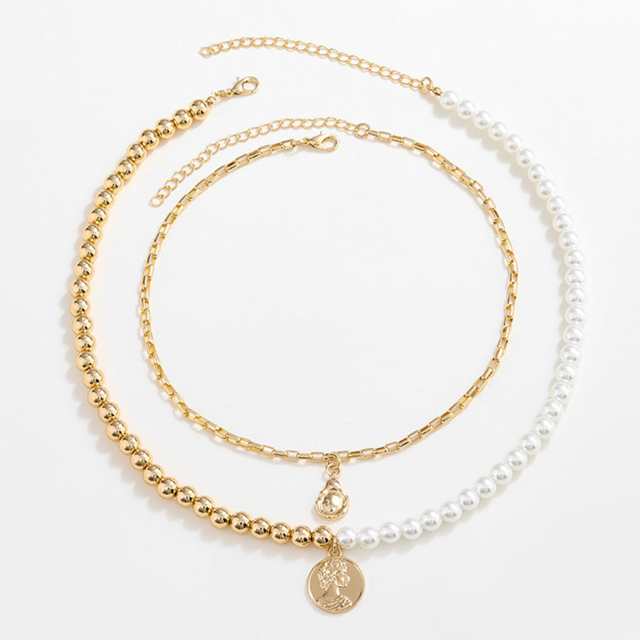 Gold - Plated Glass Pearl Necklace Apparel and Accessories