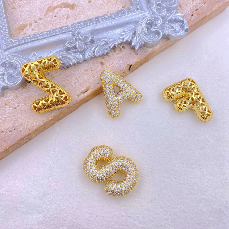 Gold - Plated Inlaid Zircon Letter Necklace Apparel and Accessories