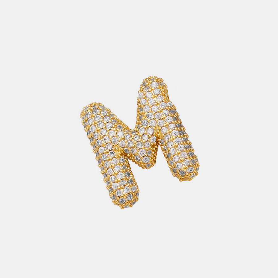 Gold - Plated Inlaid Zircon Letter Necklace Style M / One Size Apparel and Accessories