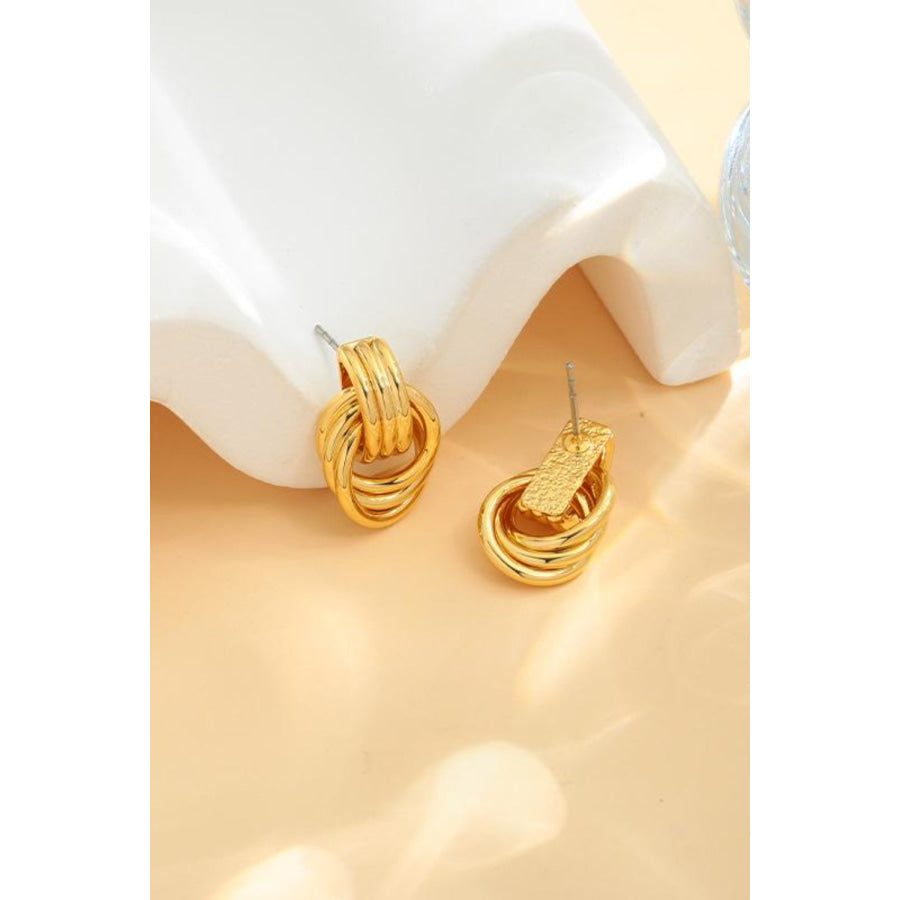 Gold-Plated Knotted Stud Earrings Gold / One Size Apparel and Accessories