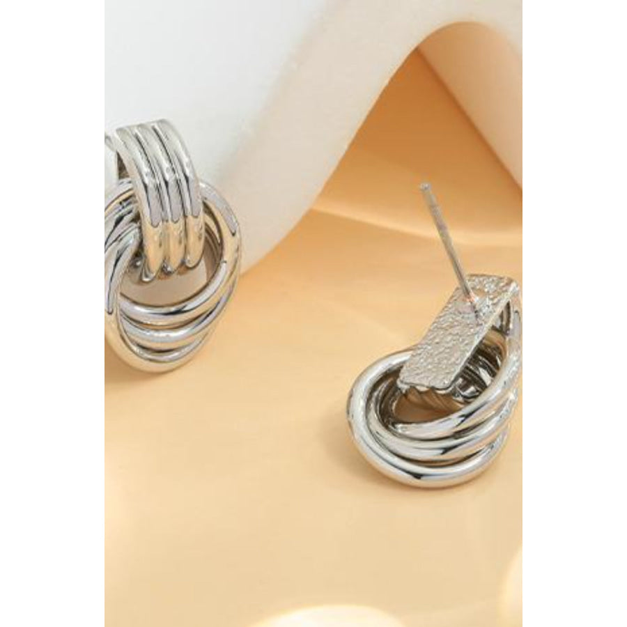 Gold-Plated Knotted Stud Earrings Silver / One Size Apparel and Accessories