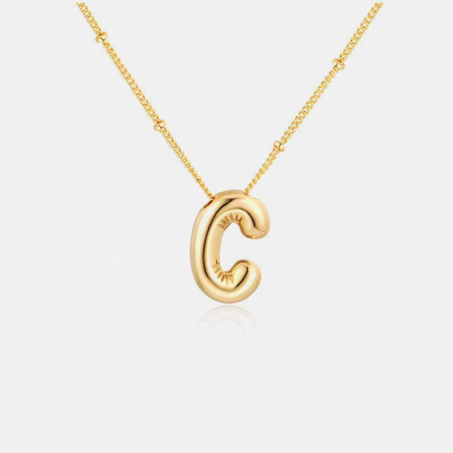 Gold - Plated Letter Pendant Necklace Style C / One Size Apparel and Accessories