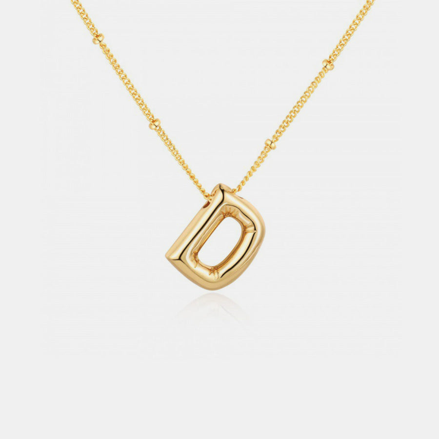 Gold - Plated Letter Pendant Necklace Style D / One Size Apparel and Accessories