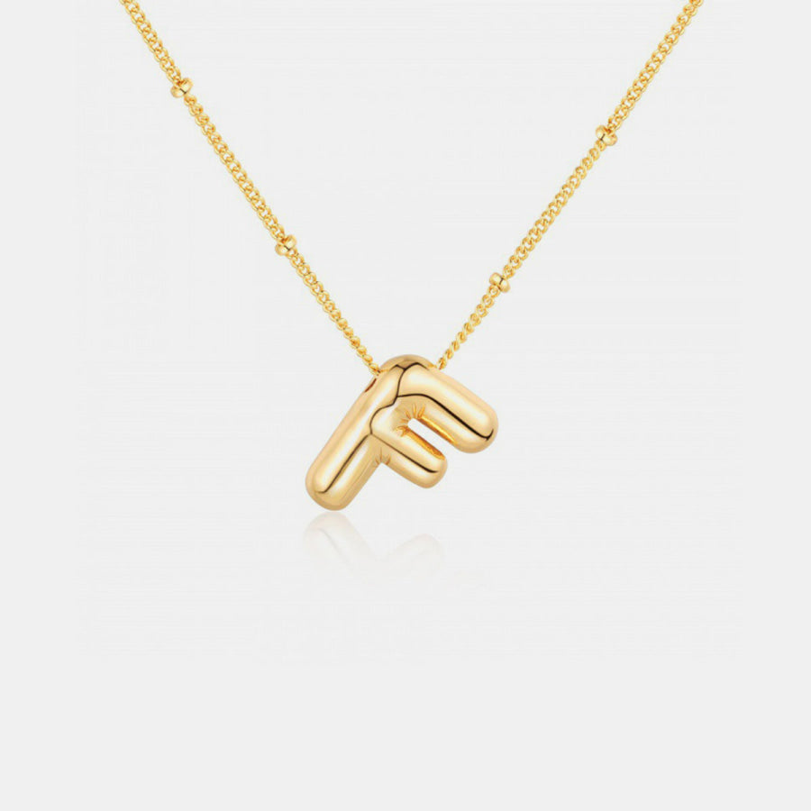 Gold - Plated Letter Pendant Necklace Style F / One Size Apparel and Accessories