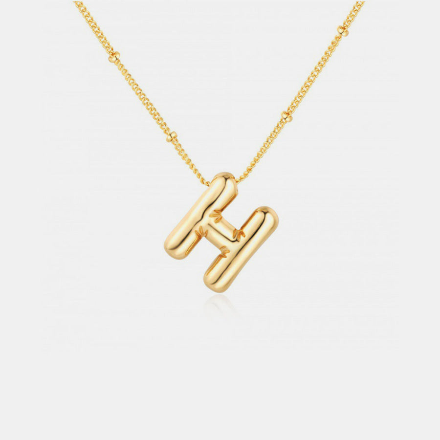 Gold - Plated Letter Pendant Necklace Style H / One Size Apparel and Accessories