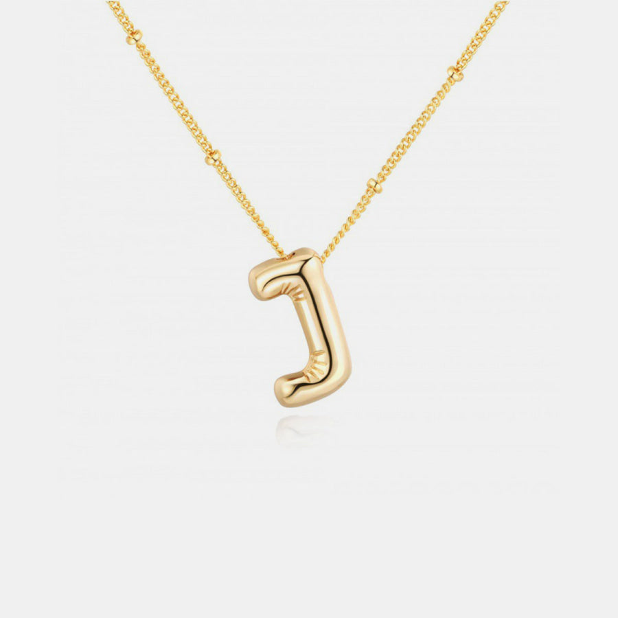 Gold - Plated Letter Pendant Necklace Style J / One Size Apparel and Accessories