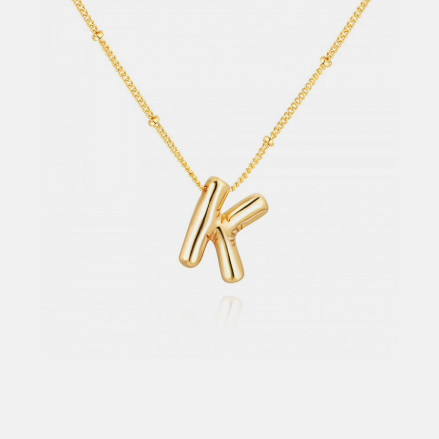 Gold - Plated Letter Pendant Necklace Style K / One Size Apparel and Accessories