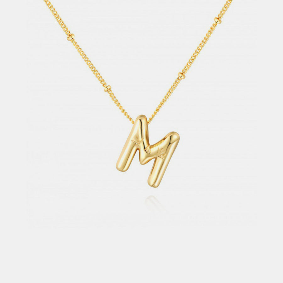 Gold - Plated Letter Pendant Necklace Style M / One Size Apparel and Accessories