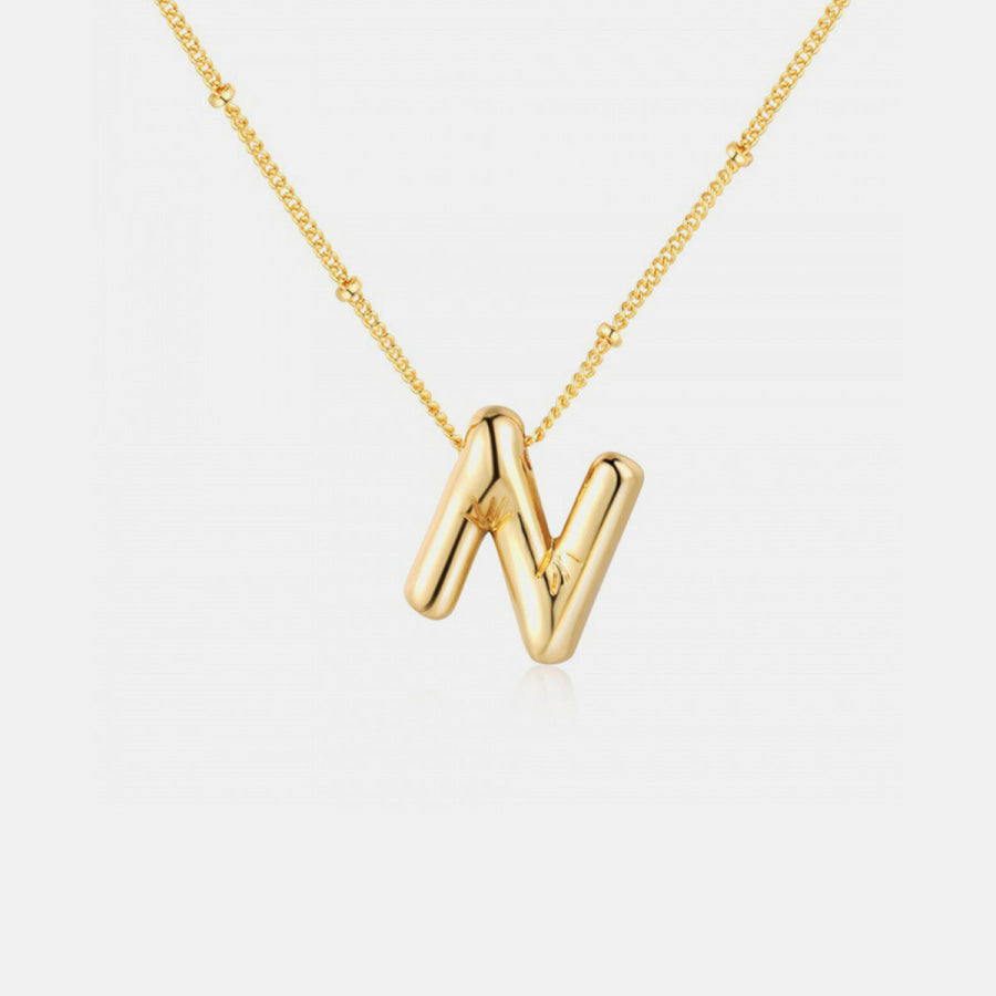 Gold - Plated Letter Pendant Necklace Style N / One Size Apparel and Accessories