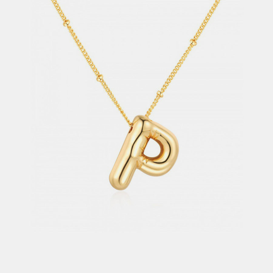 Gold - Plated Letter Pendant Necklace Style P / One Size Apparel and Accessories