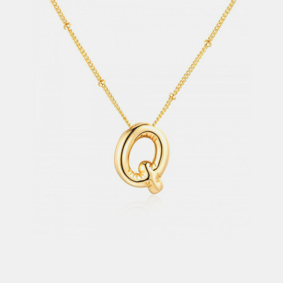 Gold - Plated Letter Pendant Necklace Style Q / One Size Apparel and Accessories