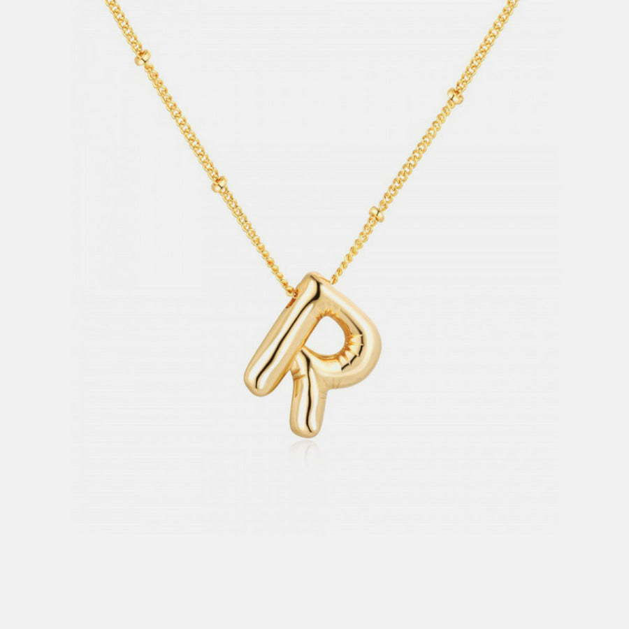 Gold - Plated Letter Pendant Necklace Style R / One Size Apparel and Accessories
