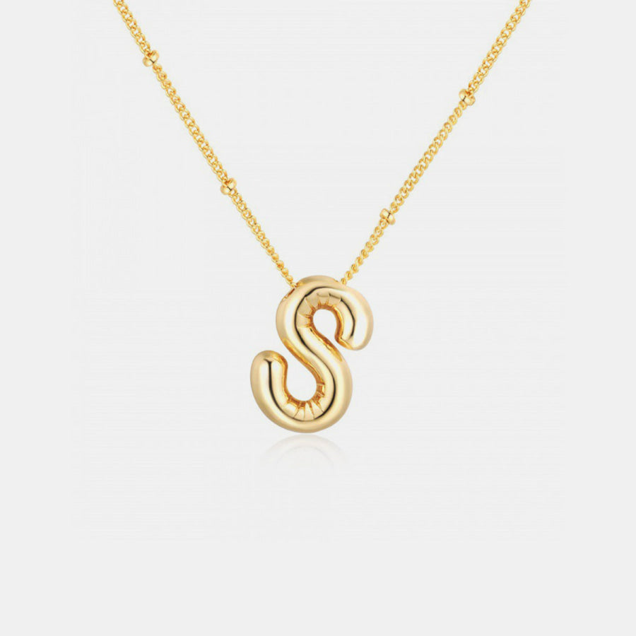 Gold - Plated Letter Pendant Necklace Style S / One Size Apparel and Accessories