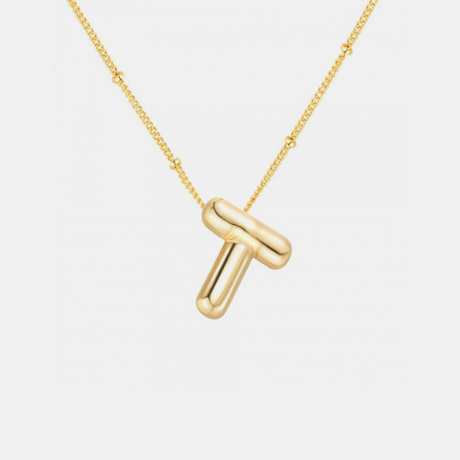 Gold - Plated Letter Pendant Necklace Style T / One Size Apparel and Accessories