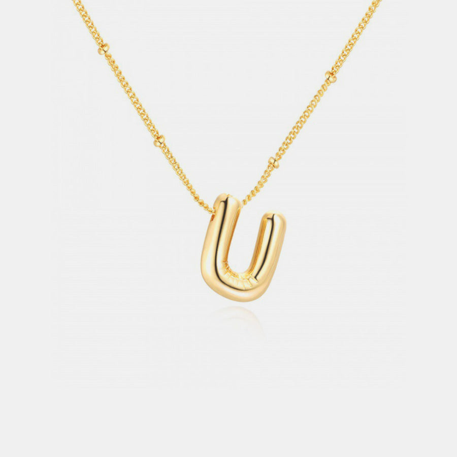 Gold - Plated Letter Pendant Necklace Style U / One Size Apparel and Accessories