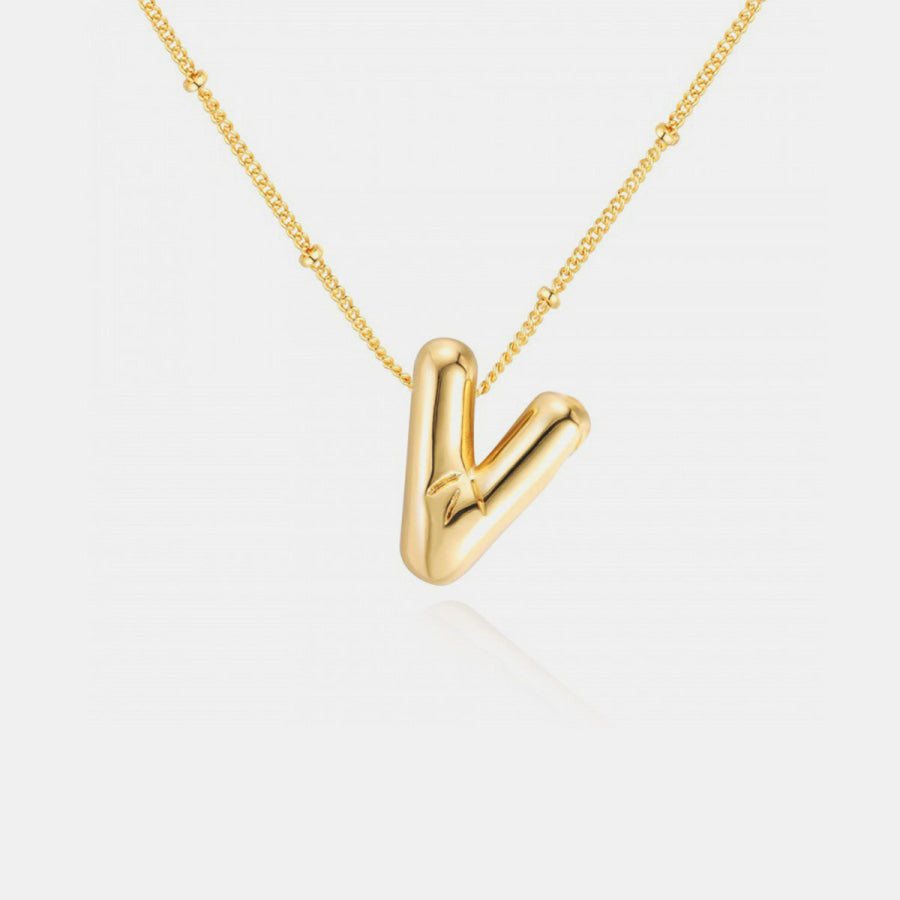 Gold - Plated Letter Pendant Necklace Style V / One Size Apparel and Accessories