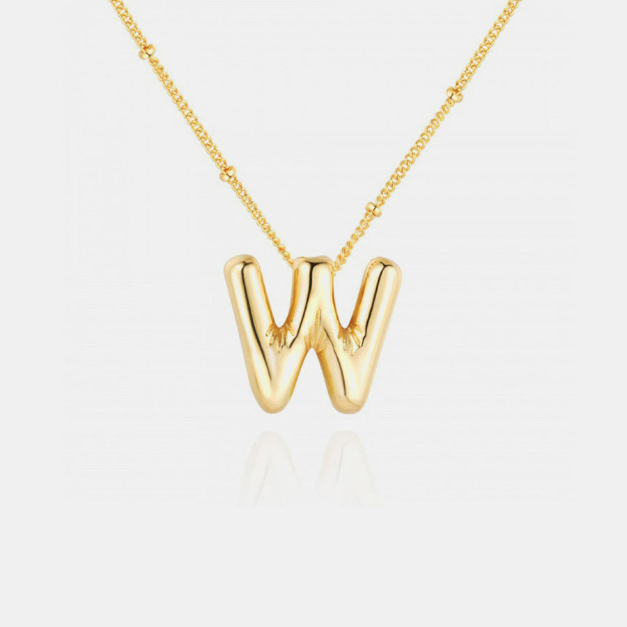 Gold - Plated Letter Pendant Necklace Style W / One Size Apparel and Accessories