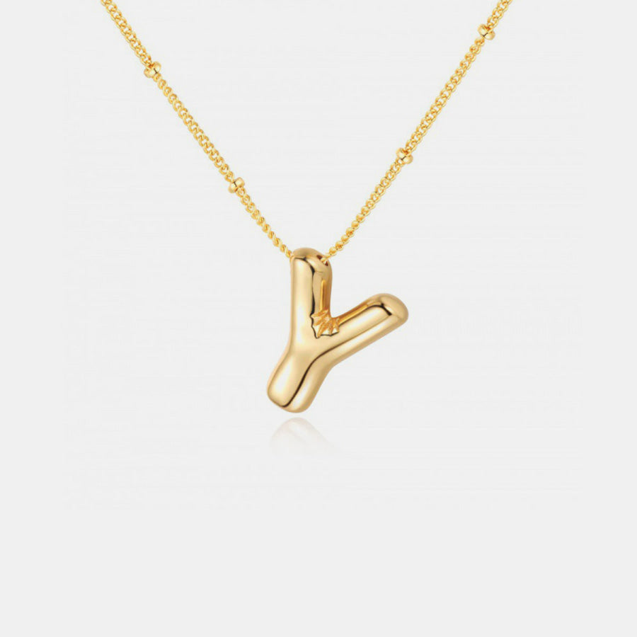 Gold - Plated Letter Pendant Necklace Style Y / One Size Apparel and Accessories