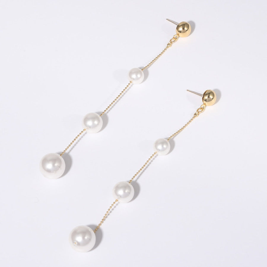 Gold - Plated Pearl Bar Earrings Apparel and Accessories