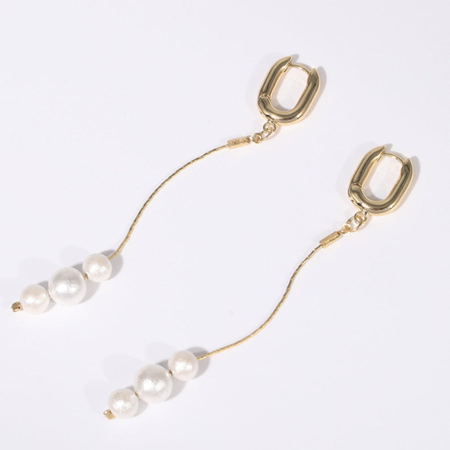 Gold - Plated Pearl Bar Earrings Style A / One Size Apparel and Accessories