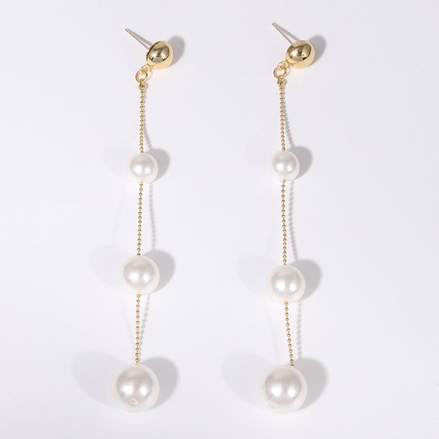 Gold - Plated Pearl Bar Earrings Style B / One Size Apparel and Accessories