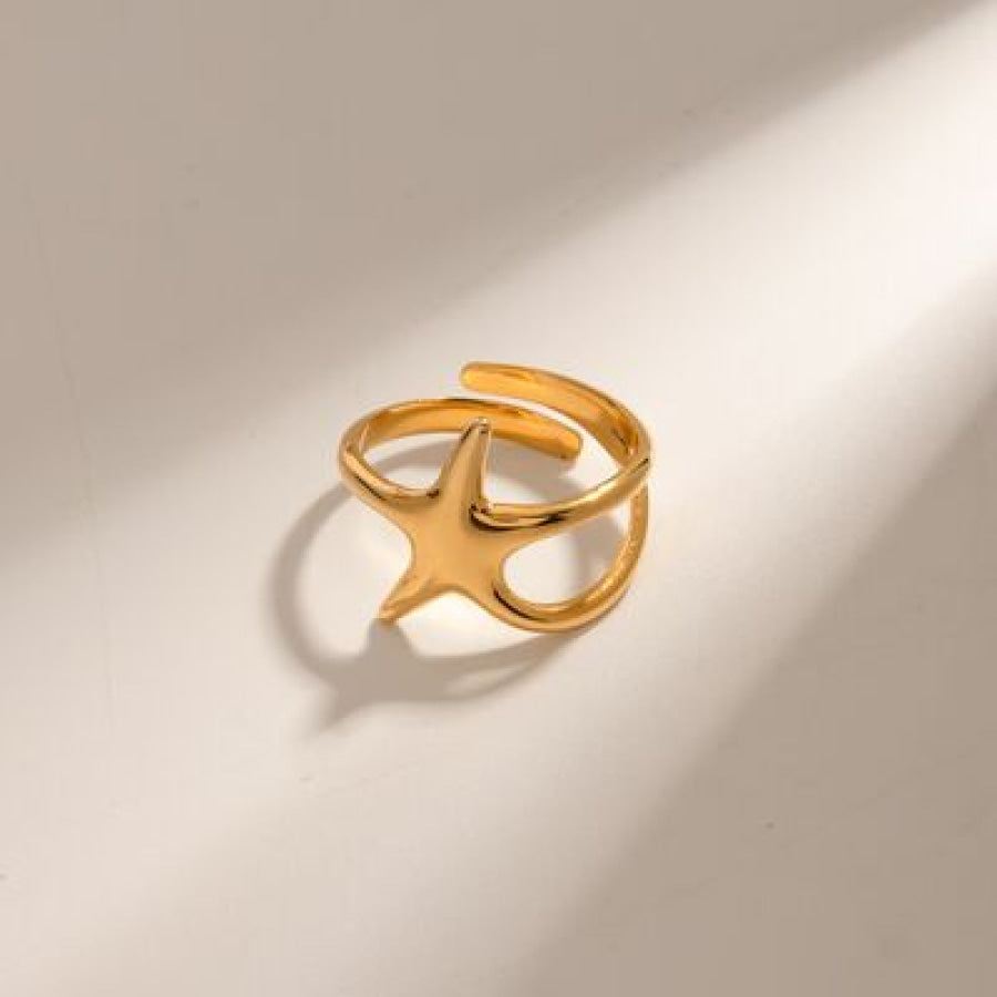 Gold - Plated Stainless Steel Star Ring Gold / One Size Apparel and Accessories