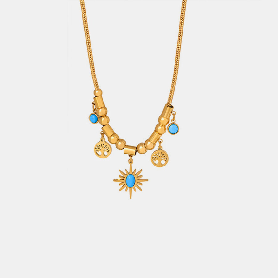 Gold - Plated Titanium Steel Charm Necklace Gold / One Size Apparel and Accessories
