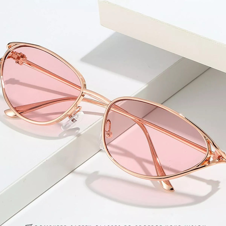 Gold-Rimmed Cat-Eye Sunglasses Apparel and Accessories