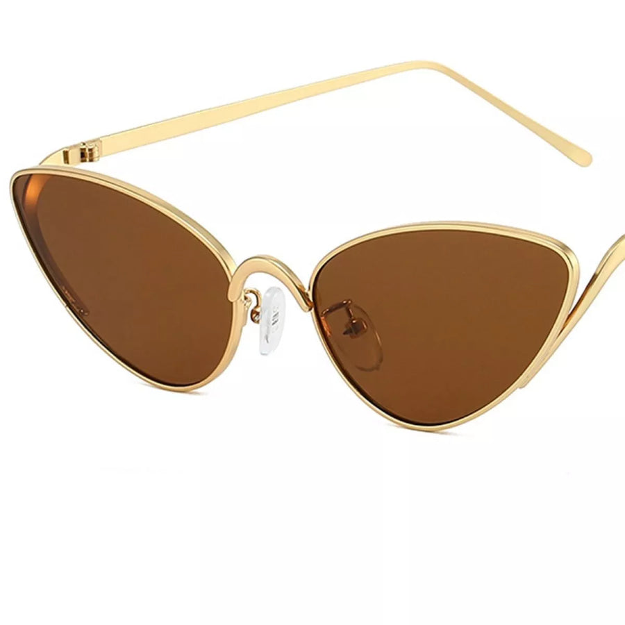 Gold-Rimmed Cat-Eye Sunglasses Apparel and Accessories