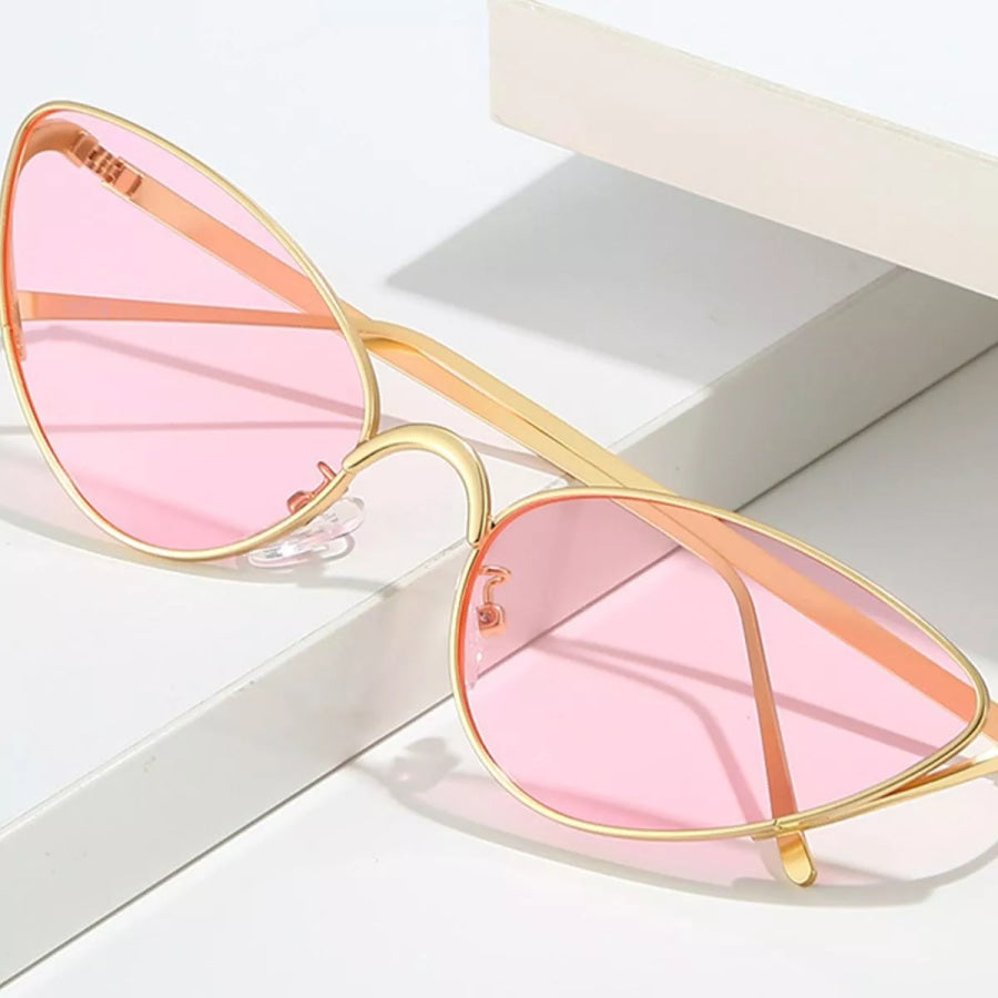 Gold-Rimmed Cat-Eye Sunglasses Apparel and Accessories