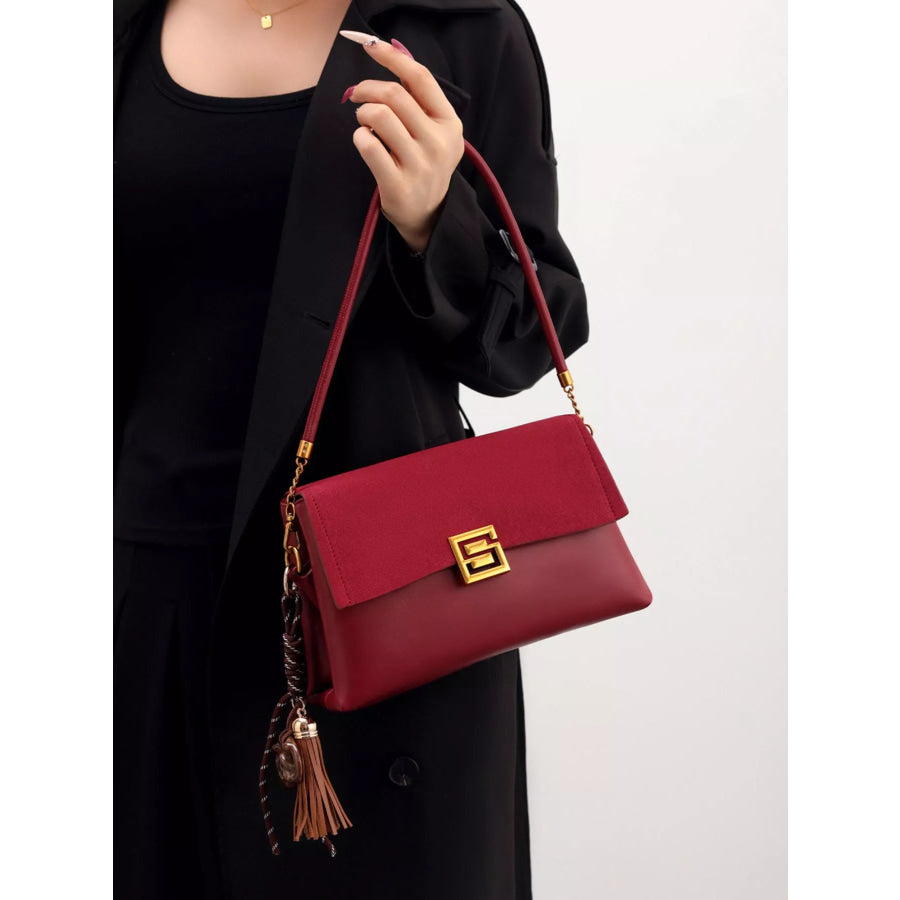 Gold-Tone Hardware Crossbody Bag Wine Red / onesize Apparel and Accessories