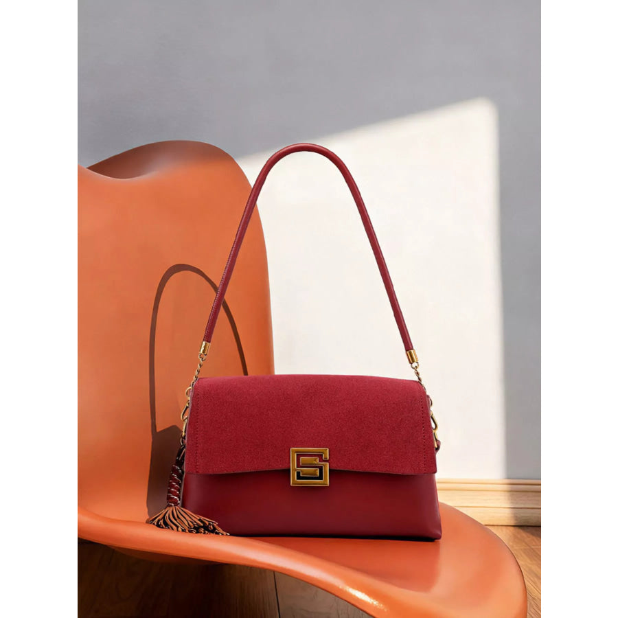 Gold-Tone Hardware Crossbody Bag Wine Red / onesize Apparel and Accessories