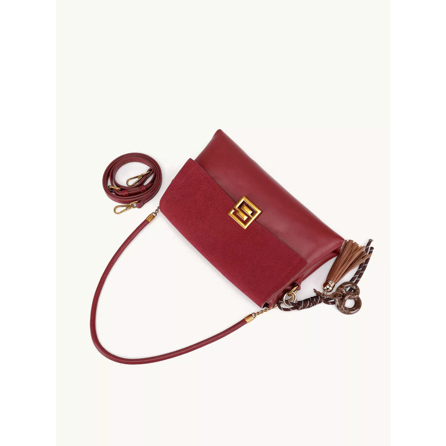 Gold-Tone Hardware Crossbody Bag Wine Red / onesize Apparel and Accessories