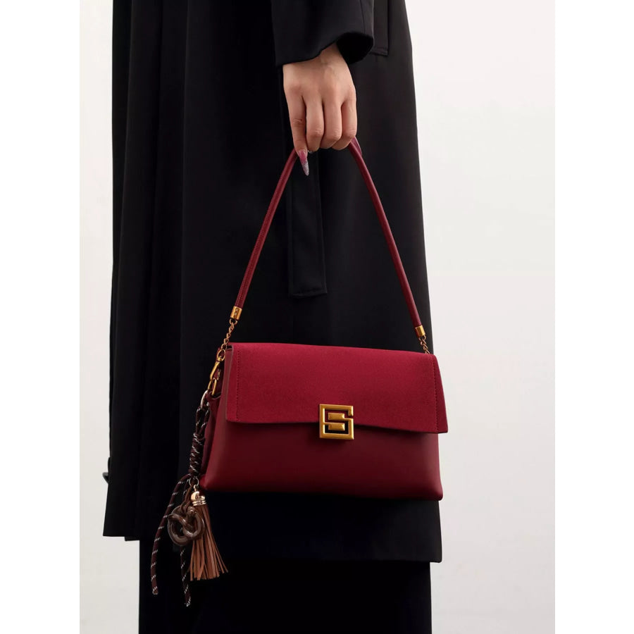 Gold-Tone Hardware Crossbody Bag Wine Red / onesize Apparel and Accessories