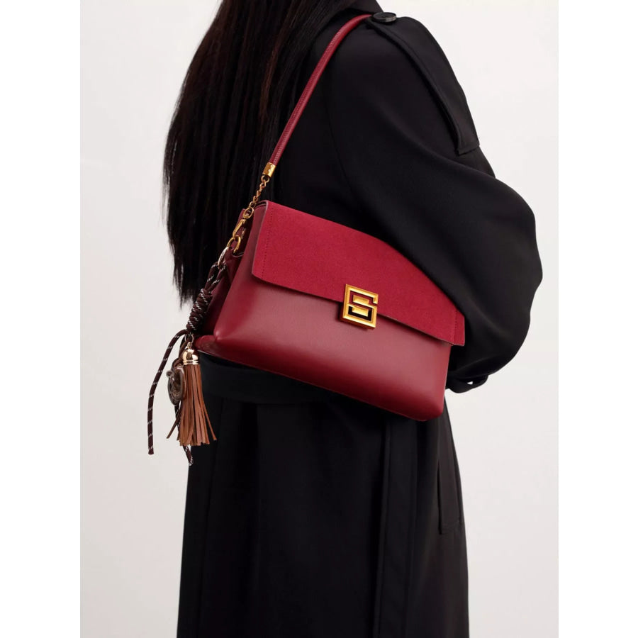 Gold-Tone Hardware Crossbody Bag Wine Red / onesize Apparel and Accessories