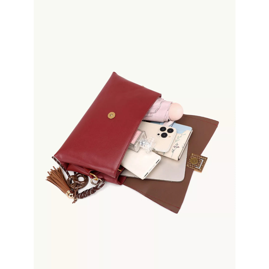 Gold-Tone Hardware Crossbody Bag Wine Red / onesize Apparel and Accessories