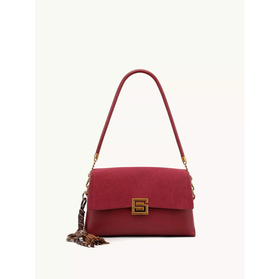 Gold-Tone Hardware Crossbody Bag Wine Red / onesize Apparel and Accessories