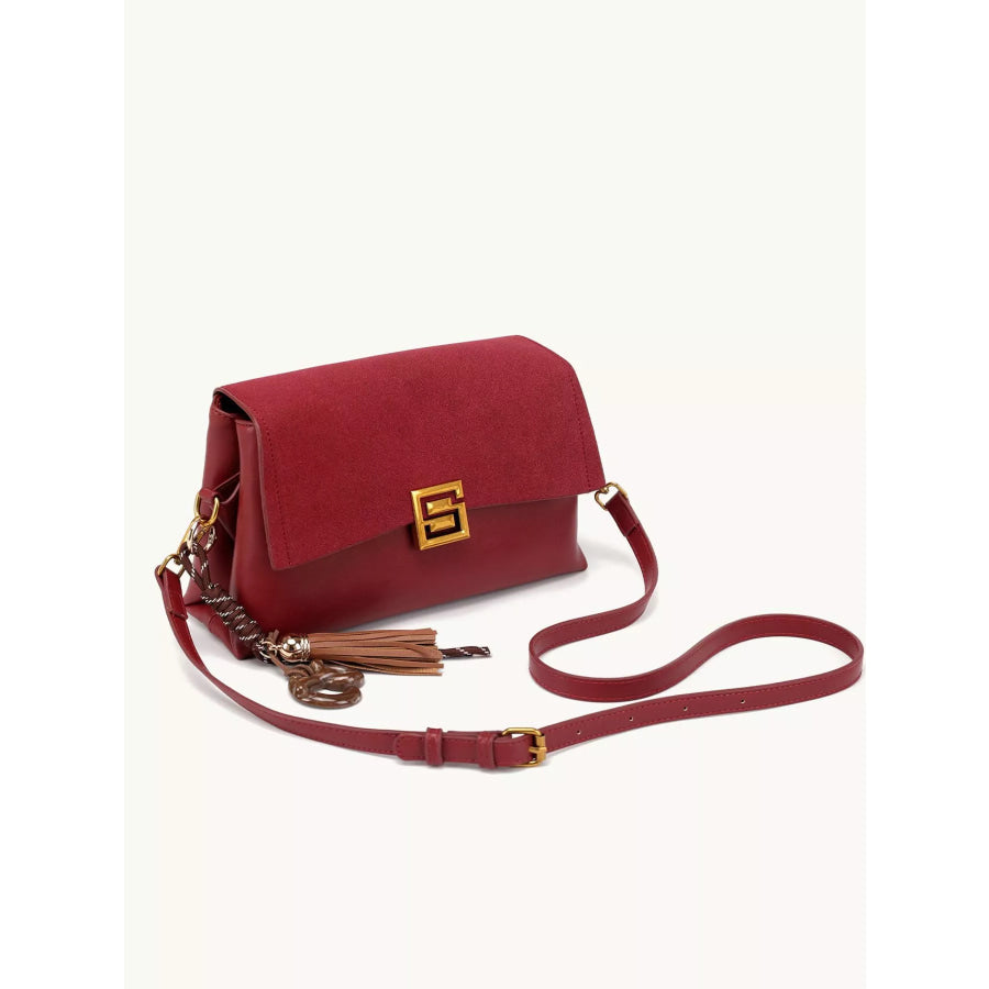 Gold-Tone Hardware Crossbody Bag Wine Red / onesize Apparel and Accessories