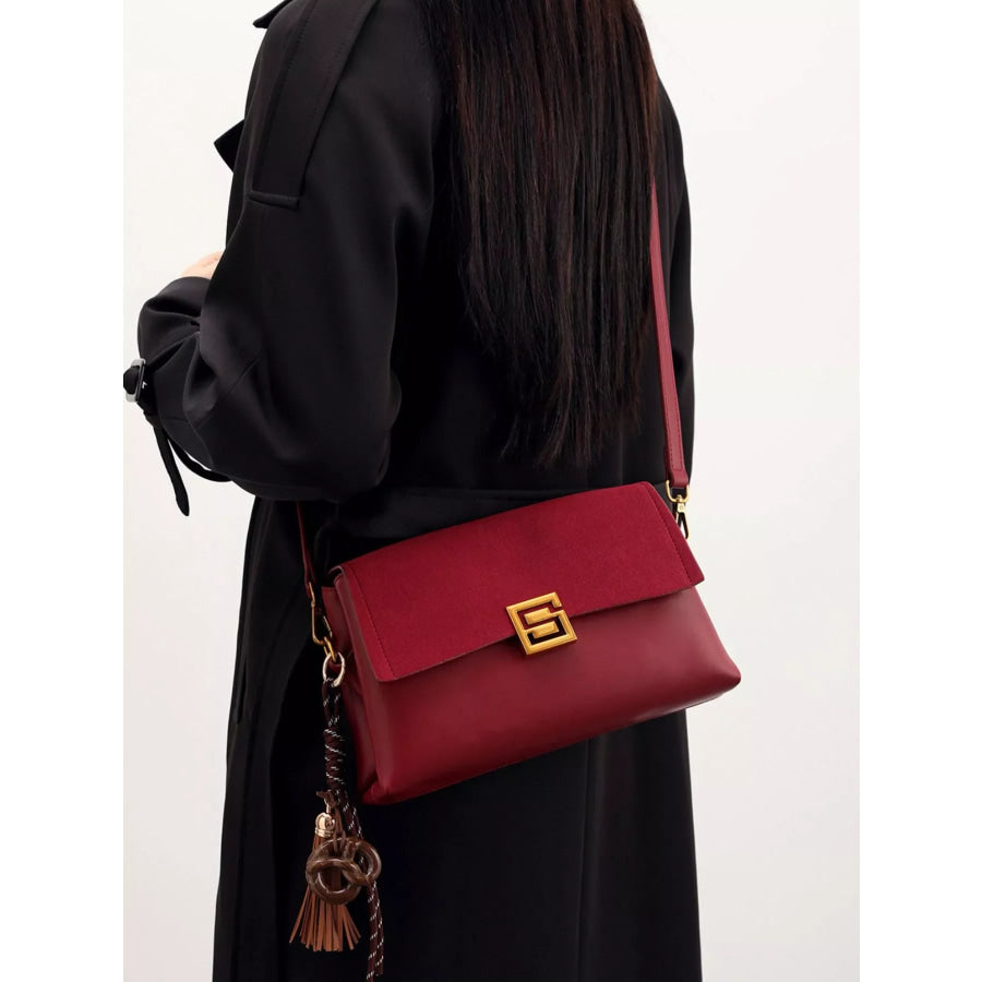 Gold-Tone Hardware Crossbody Bag Wine Red / onesize Apparel and Accessories