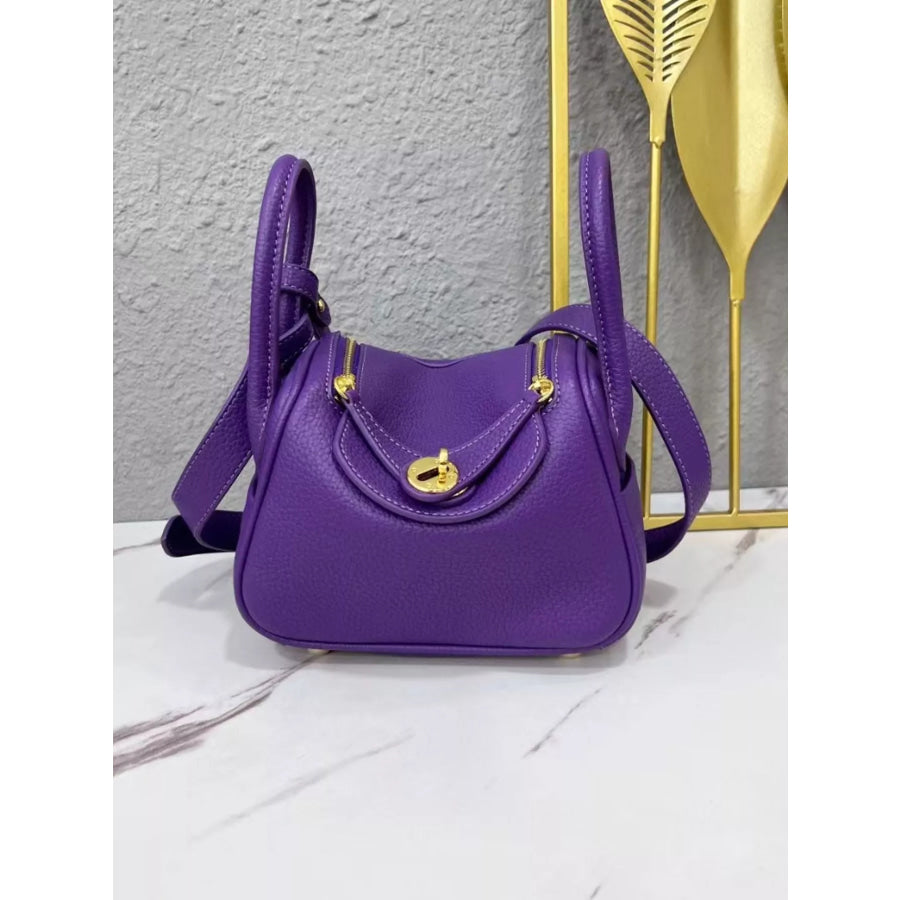 Gold-Tone Hardware Leather Crossbody Bag Purple And Blue / onesize Apparel Accessories