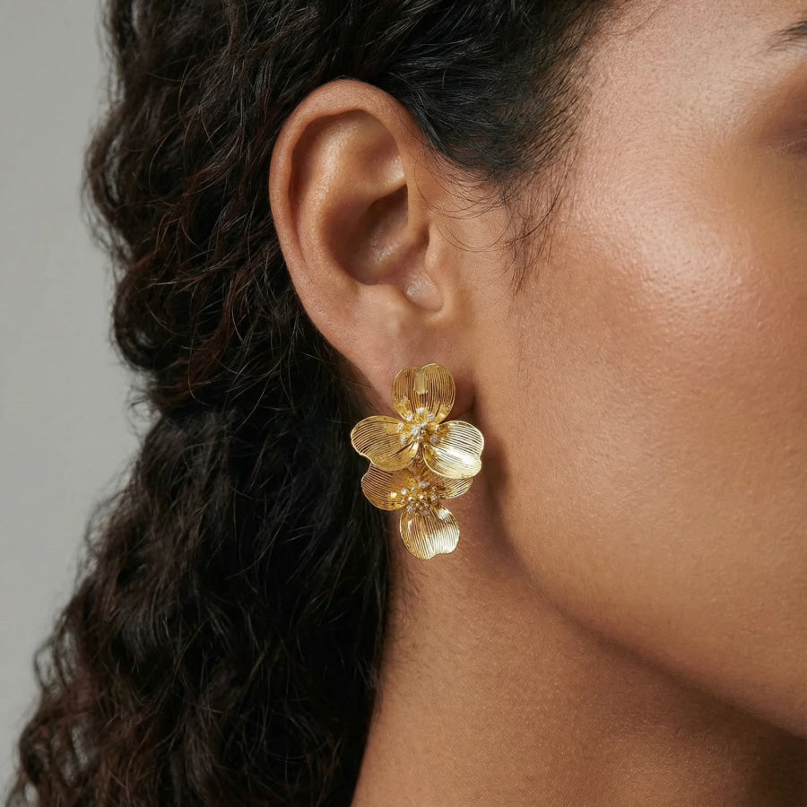 Golden Bloom Double Earrings by Sandee Rain Boutique Earrings