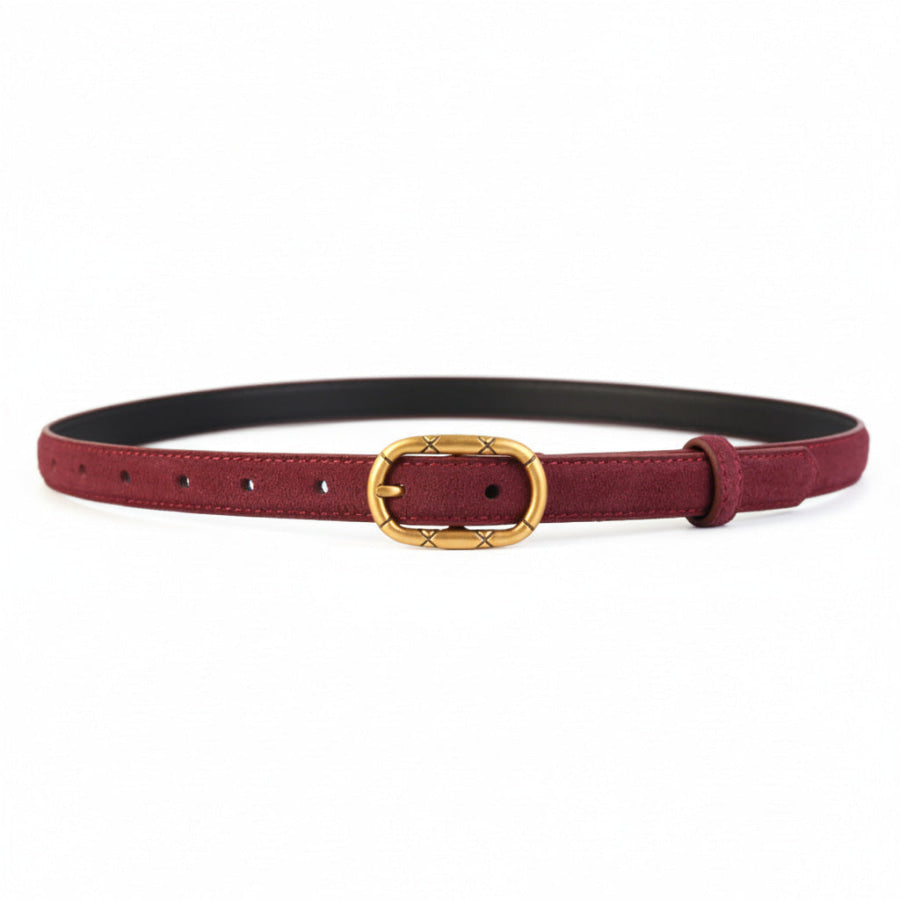 Golden Buckle Belt Red / One Size Apparel and Accessories