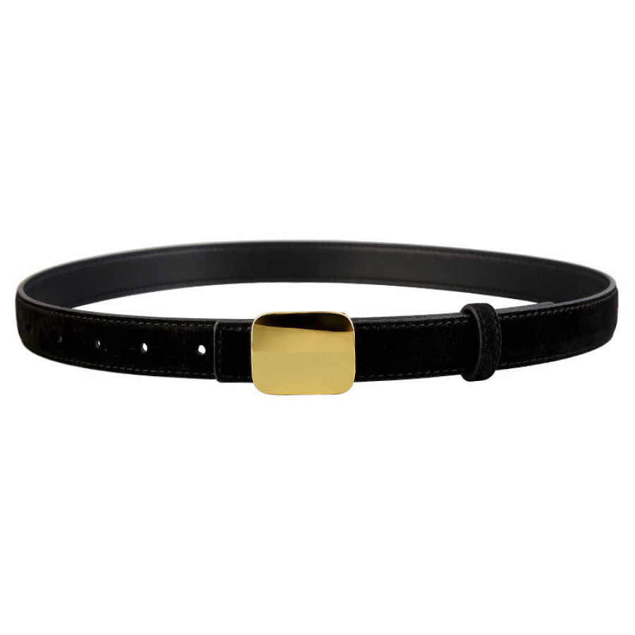 Golden Buckle Belt Black / One Size Apparel and Accessories